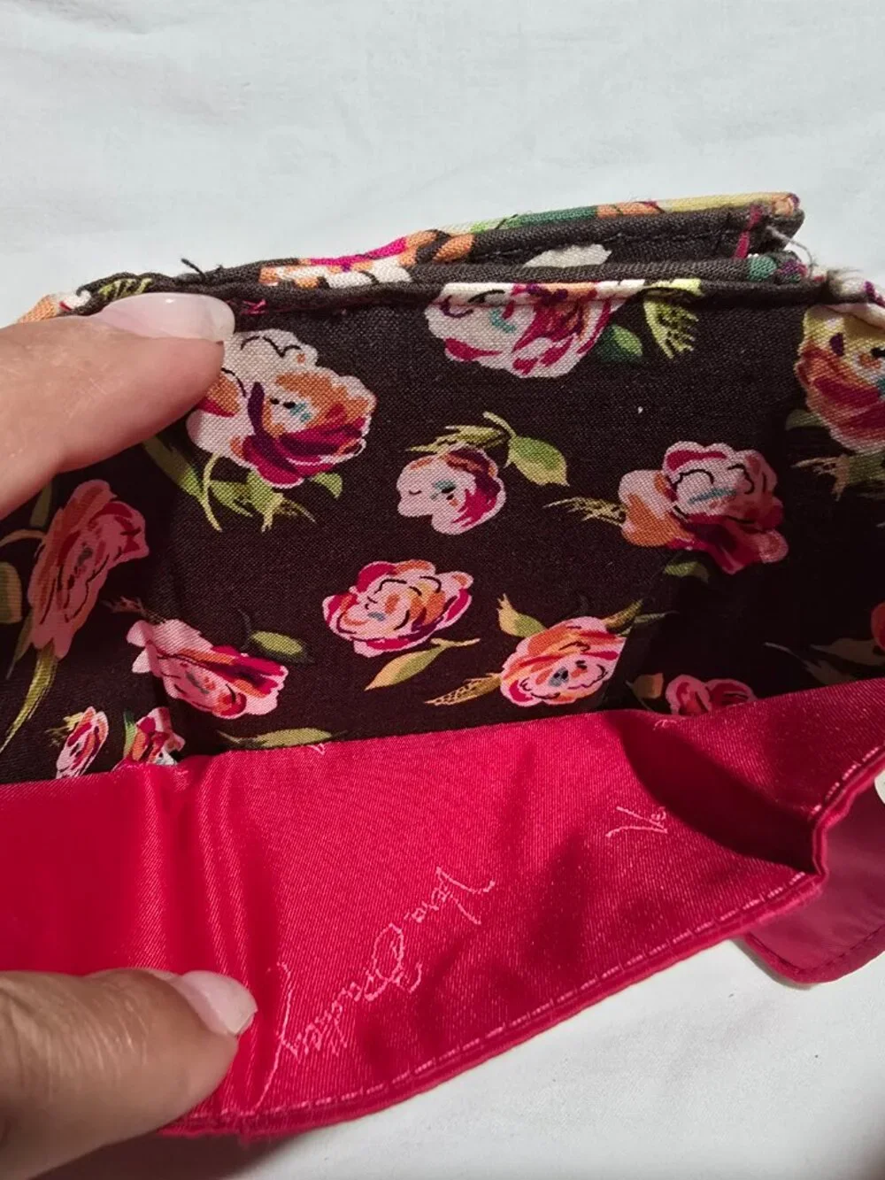 Vera Bradley "English Rose" Quilted Small Kisslock Clutch Wallet Floral Coin - Picture 6 of 9